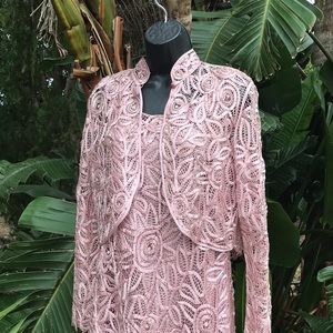 Soulmates Beaded silk dress with matching crop jacket
